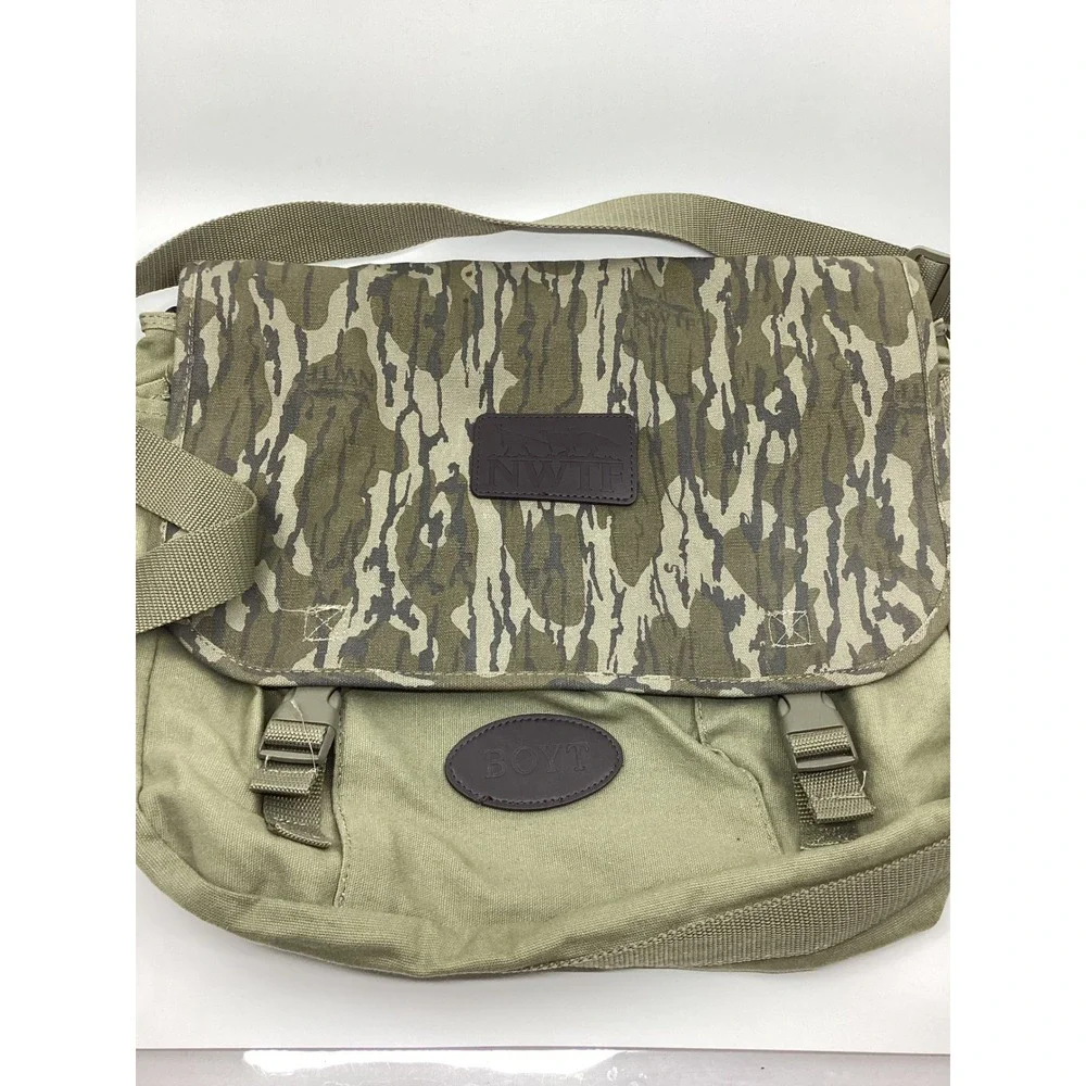 Boyt NWTF Messenger Bag Olive Canvas Bottomland Camo Satchel Shoulder Bag NWOT